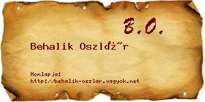 Behalik Oszlár névjegykártya